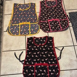 Women Apron Set 3 pc - Black yellow , Pink